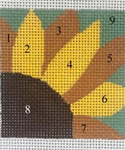A sunflower with numbers on it.