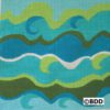 A blue and green painting of waves.