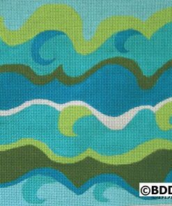 Teal and lime stylized ocean wave pattern