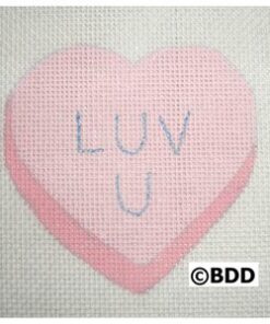 A pink heart with the words " luv u ".