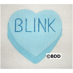 A blue heart with the word " blink " written on it.