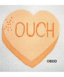 A heart with the word " ouch " written on it.