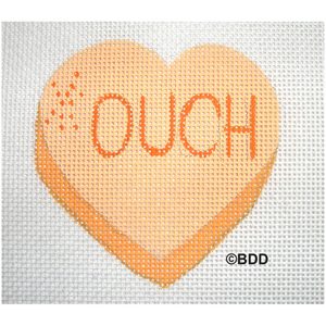 A heart with the word " ouch " written on it.