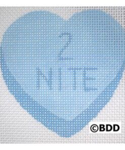 A blue heart with the words " 2 nite ".