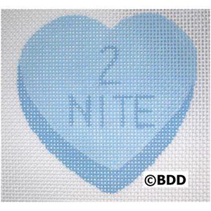 A blue heart with the words " 2 nite ".