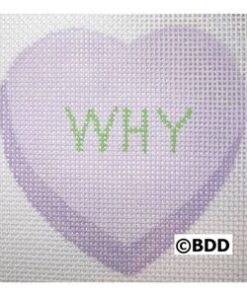 Purple heart with "WHY" in green.