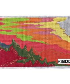 A colorful painting of the sky with red, yellow and green colors.