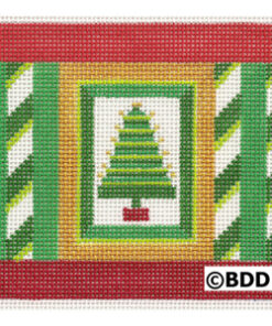A christmas tree with red and green stripes.