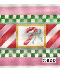 A candy cane with green and red stripes.
