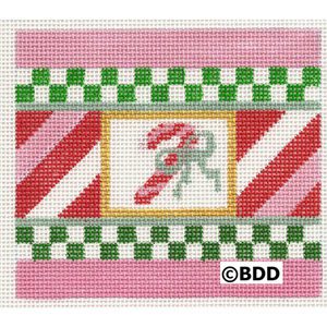 A candy cane with green and red stripes.