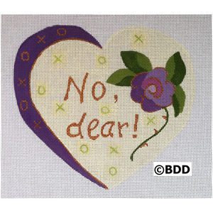 A heart with the words " no, dear !" written on it.