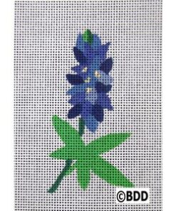 Needlepoint blue lupine with star leaves