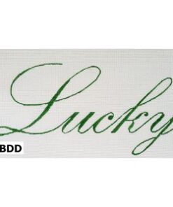 Elegant green 'Lucky' stitched in script