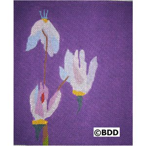 A purple painting of flowers on canvas.