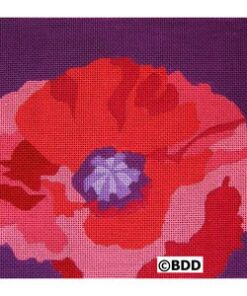 Abstract red flower on purple background.