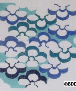 A blue and white pattern is shown on paper.