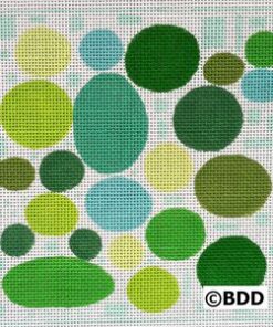 Cluster of green and teal stitched ovals