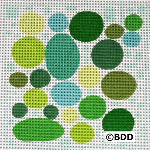 A green and blue pattern with dots in the background.