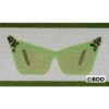 A green pair of sunglasses with butterflies on them.