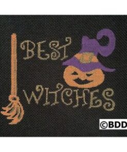A black canvas with the words best witches written in purple.