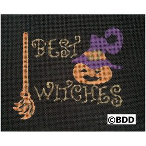 A black canvas with the words best witches written in purple.