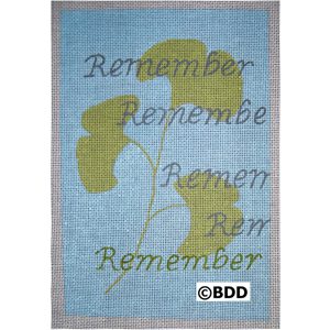 A blue and green poster with the words " remember " written in it.