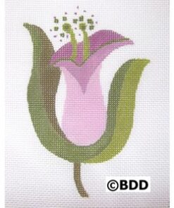 Stylized purple tulip with green outline