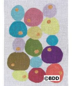 A bunch of colorful balls are in the air