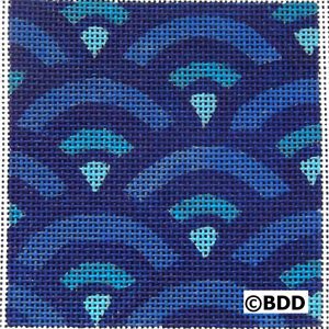 A blue pattern with a white border.