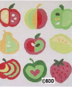 A group of nine different fruits that are painted on.