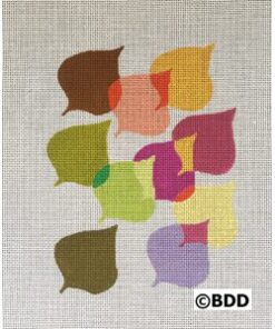 A bunch of different colored leaves on a white background