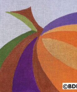 Painted pumpkin segments on textured canvas