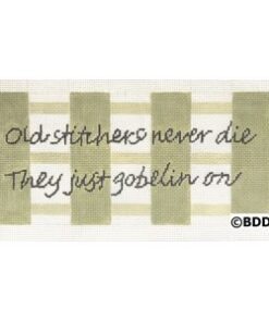A green and white striped background with words
