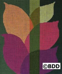 A cross stitch pattern of flowers in the background.