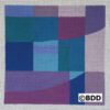 A blue and purple abstract painting with the word bdd in front.