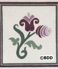 Stylized tulip with curling green stem