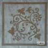 A square shaped picture with brown floral design.