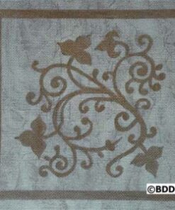 A square shaped picture with brown floral design.