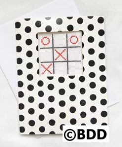A card with a tic tac toe game on it.