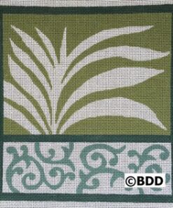 A green and white design with a border.