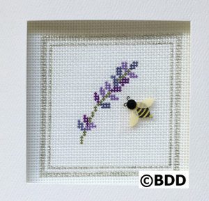 A bee and lavender cross stitch picture