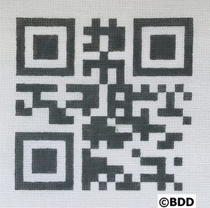 A black and white picture of a qr code