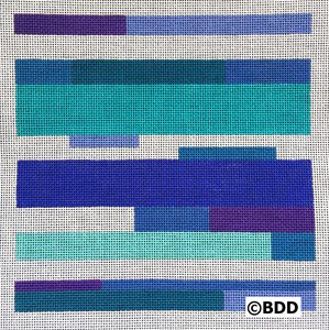 A blue and purple abstract painting with the word " bdd " in front.