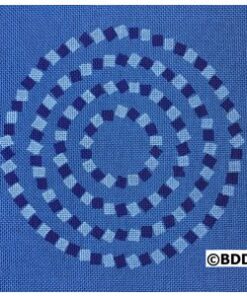 A blue and white spiral with squares on it.