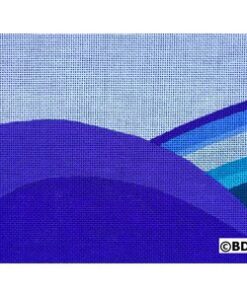 A blue landscape with a sky background and some waves