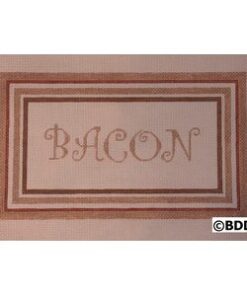 A bacon sign with the word bacon written in it.