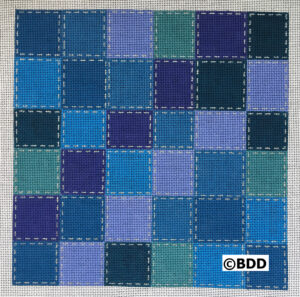 Blue and purple patchwork pattern squares.