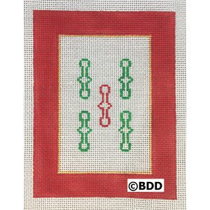 A red and green frame with a red border.