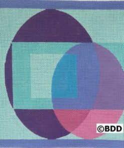 A blue and purple abstract painting with circles.