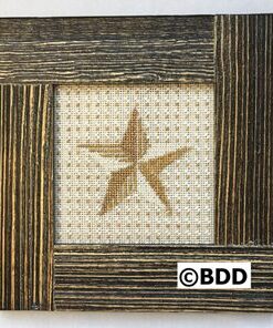 A cross stitch picture of a star in the middle of a frame.